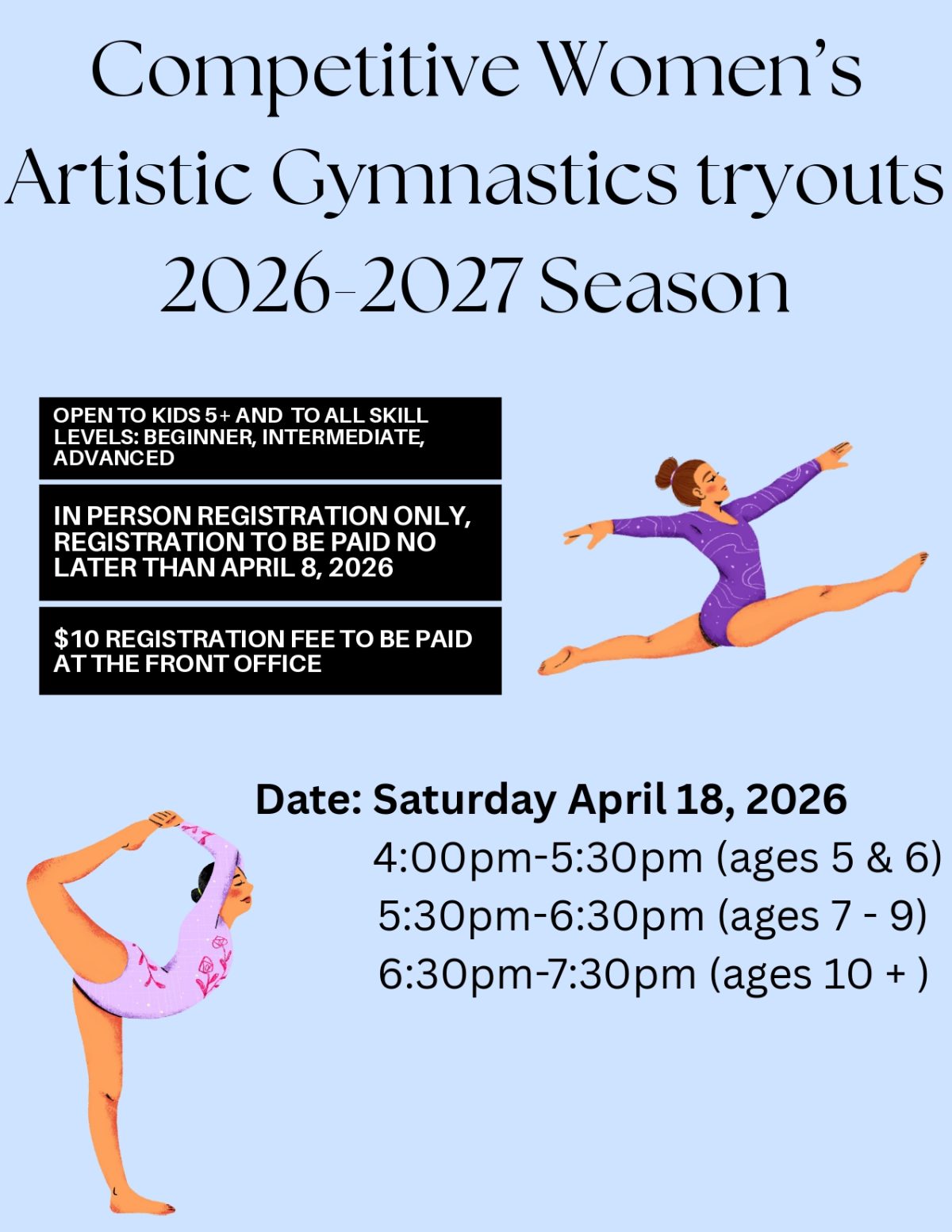 Competitive Women’s Artistic Gymnastics tryouts 2026-2027 Season ...